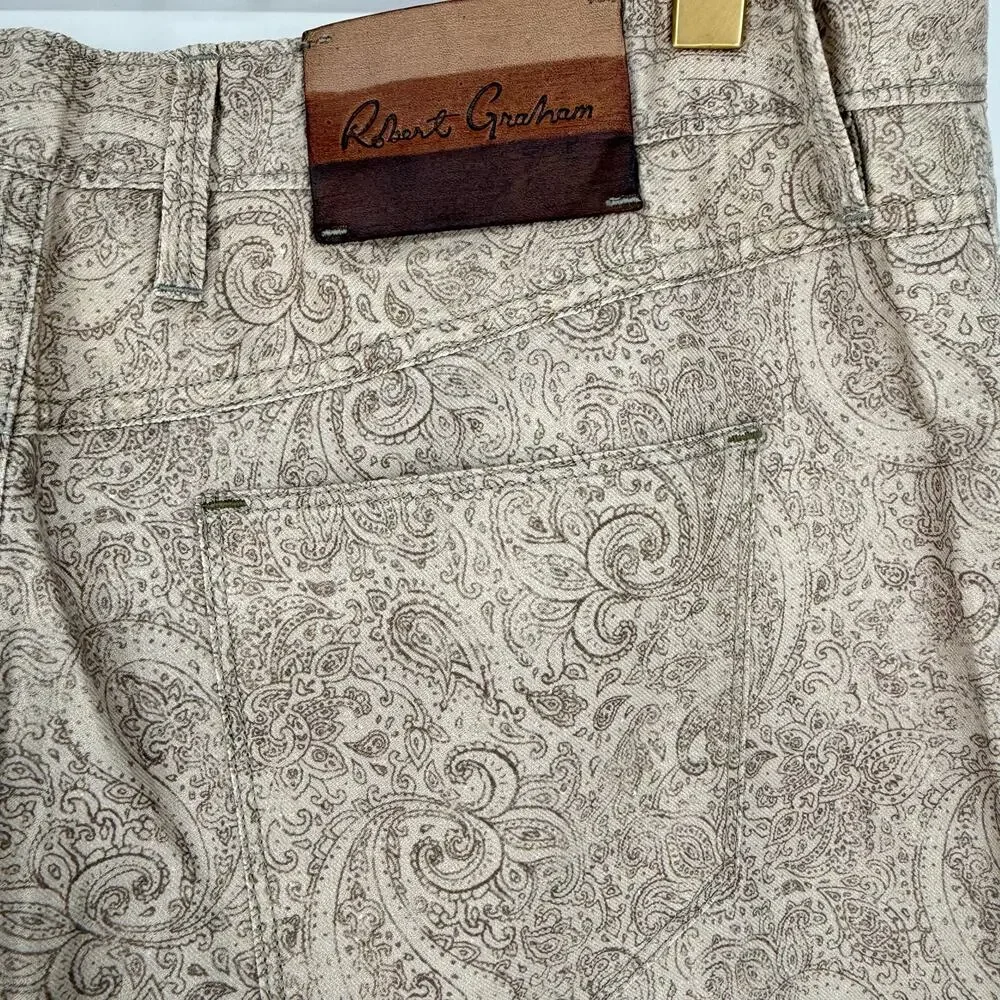 Robert Graham Men's Pants CORONADO Beige Brown Paisley !DISCOLORATION! 32